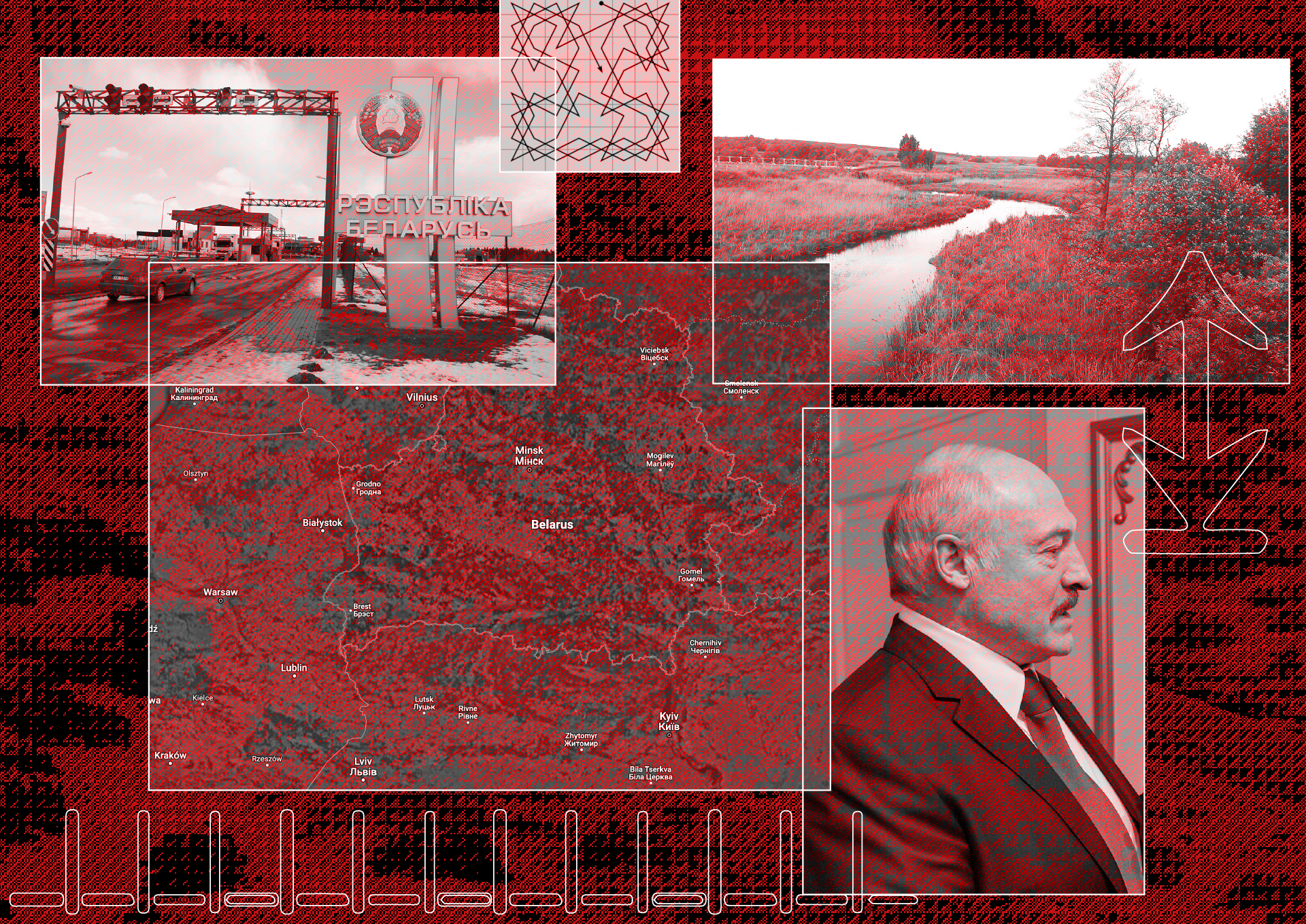 Collage of Lukashenko and Belarusian border imager